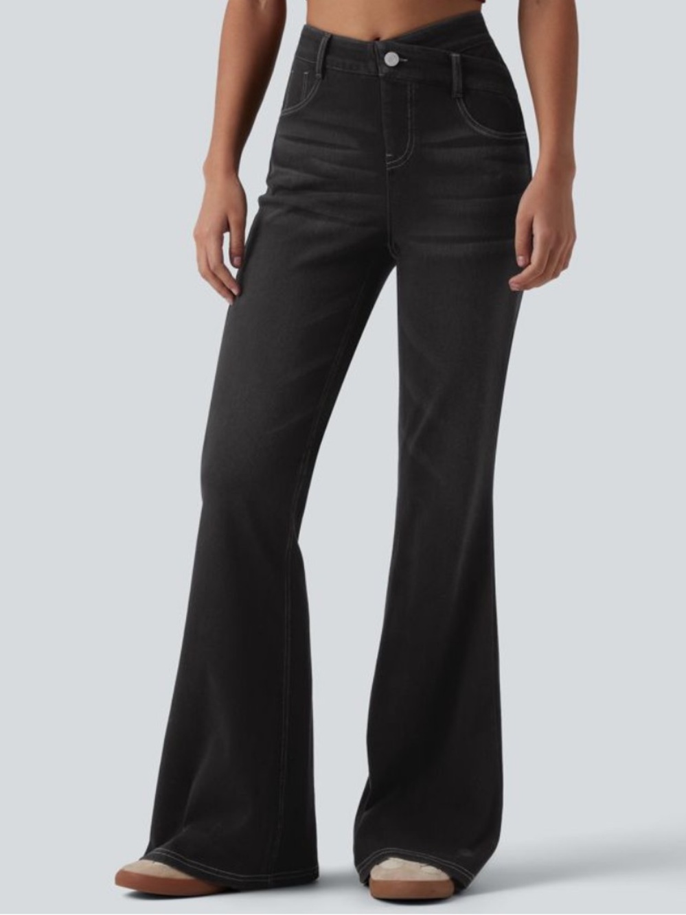 HALARA Women's High-Rise Flared Jeans in Black